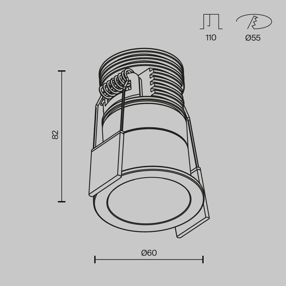 Spot LED Minor DL089-9W3K-BW, incastrat, 9W, 700lm, lumina calda, IP20, negru+alb, Maytoni