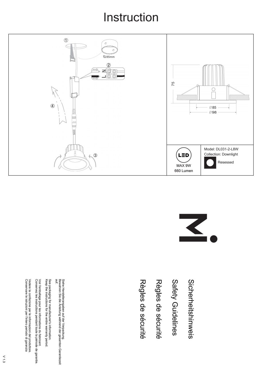 Spot LED Yin DL031-2-L8W, incastrat, 8W, 650lm, lumina calda, IP20, alb, Maytoni