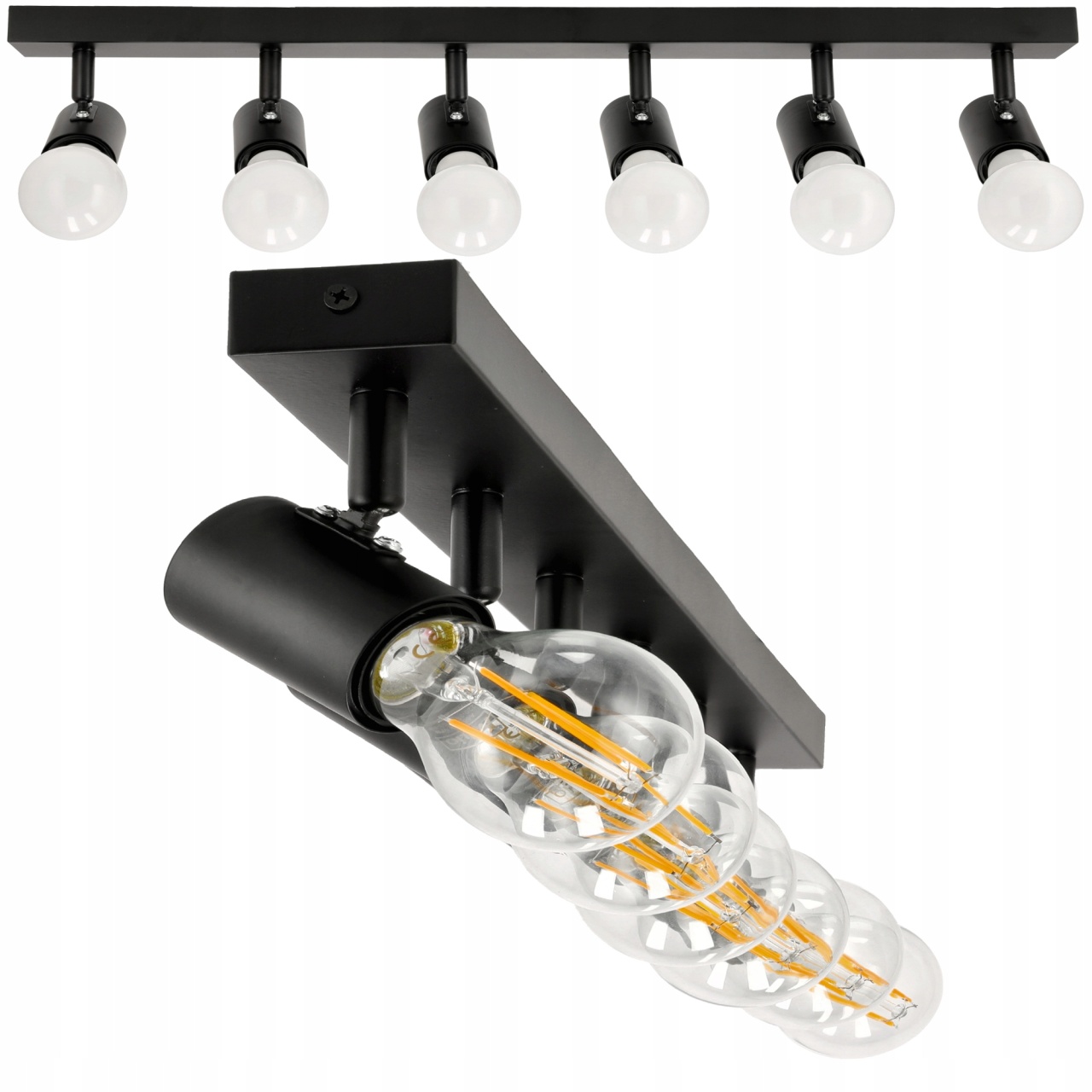 Spot plafon VIKI Kobi, 6×E27, negru mat, aluminiu, design modern - 3 | YEO