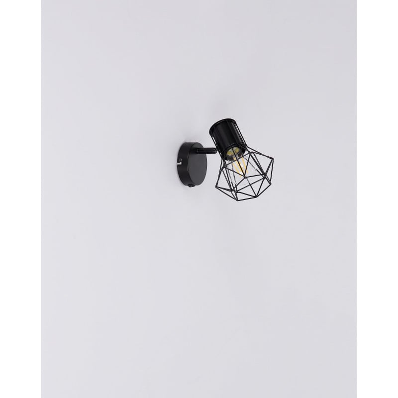 Spot Priska 54017-1, orientabil, cu intrerupator, 1xE27, negru, IP20, Globo Lighting