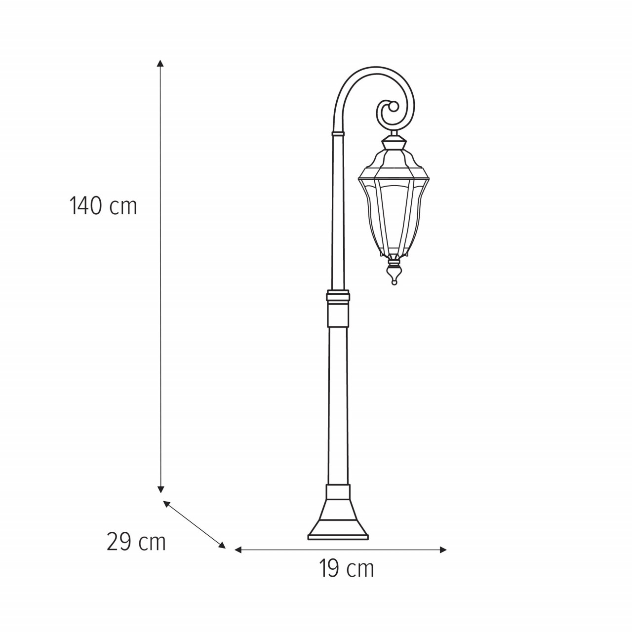 Stalp pentru exterior Baltimore, 1 bec, dulie E27, negru, transparent, metal, sticla, Klausen - 2 | YEO