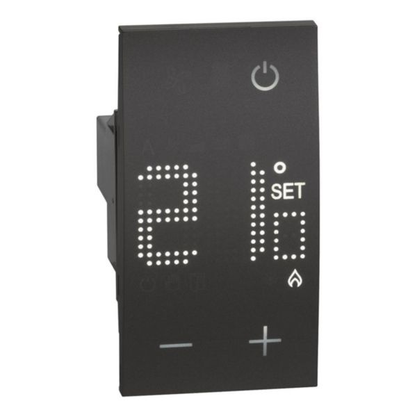 Termostat electronic de camera, 230V, 2 module, negru, Bticino Living Now - Imagine 1