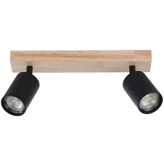 Aplica de perete Dabi, 2xGU10, negru/lemn, Masterled