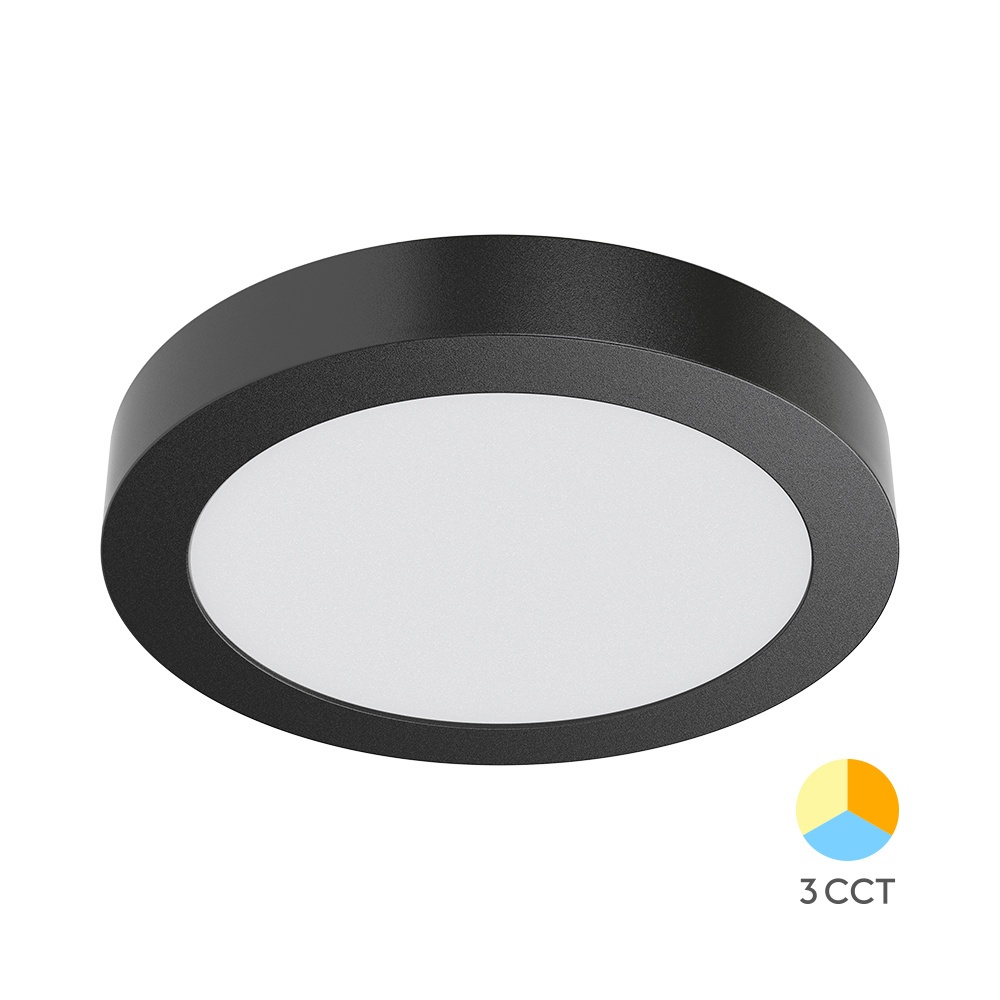 Aplica LED BP03-32481, rotunda, 24W, 2400lm, lumina calda+neutra+rece, IP20, negru, Braytron