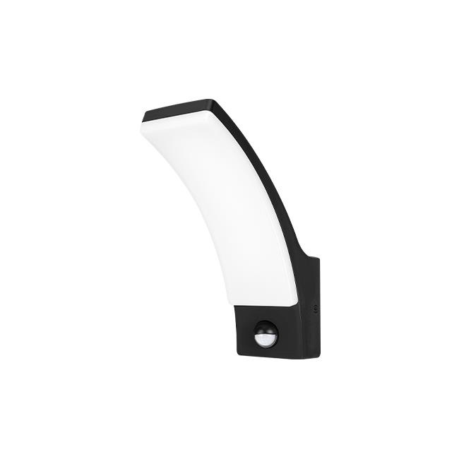 Aplica LED de exterior Grudo 12W, 1600 lm, lumina neutra (4000 K), senzor miscare, IP54, neagra, Masterled