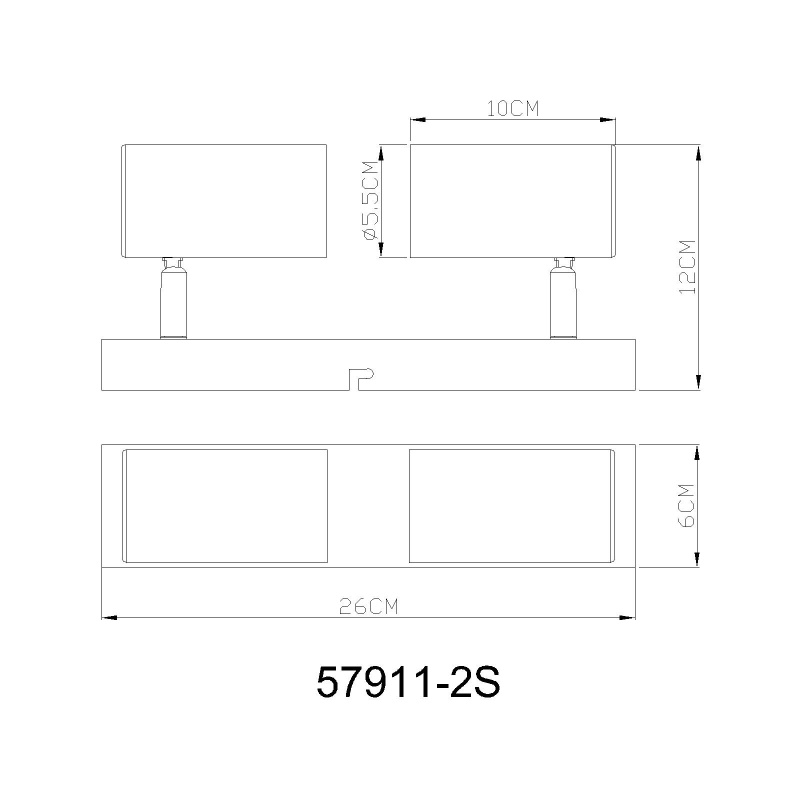 Aplica Robby 2xGU10, metal negru-crom si gri mat, Globo Lighting