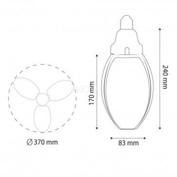 Bec LED 36W(288W), pliabil, 3 parti mobile, 3200 lm, lumina rece (6400K) - 1 | YEO