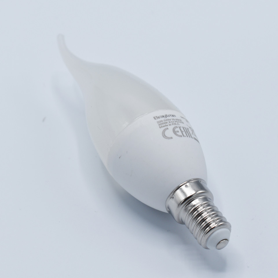 Bec LED Flacara 5W(35W) Braytron, C37T, E14, 410 lm, lumina calda (3000 K), clasa energetica F - 3 | YEO