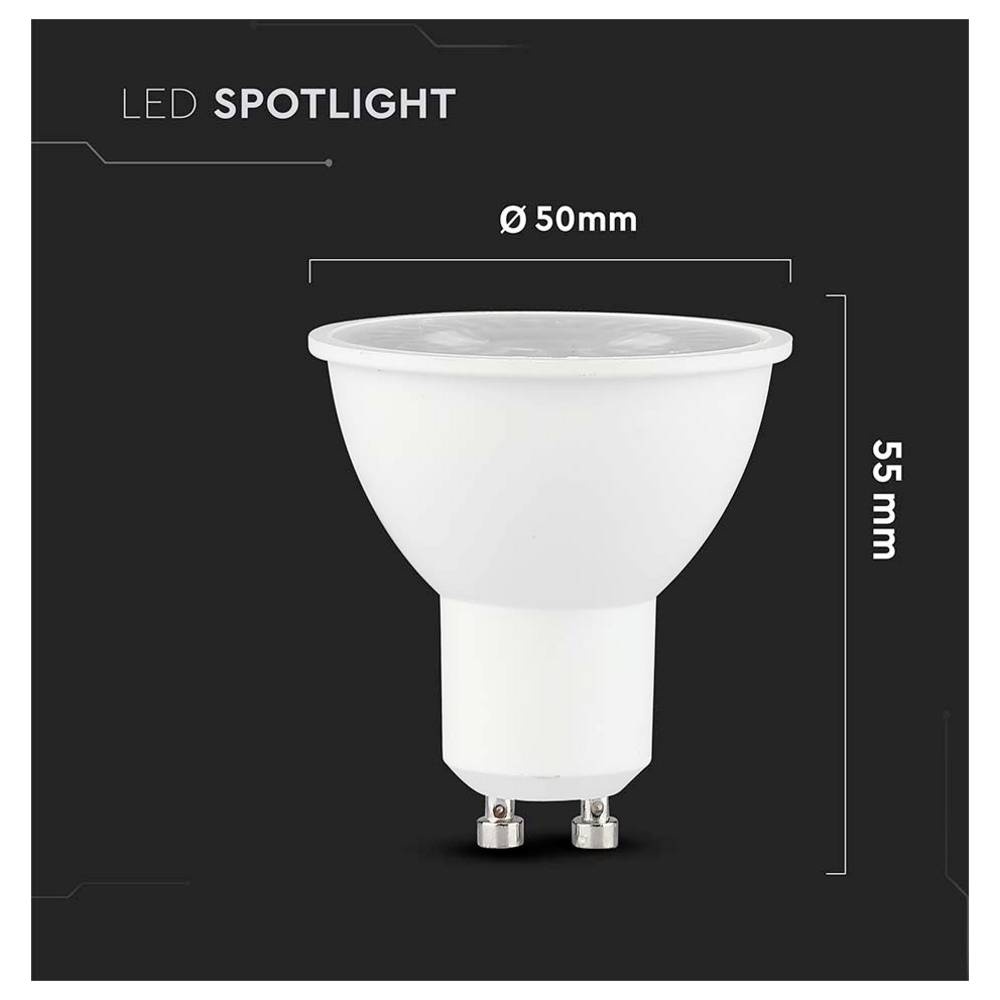 Bec LED GU10 7.5W, 110°, lumina rece(6500 K), plastic, V-TAC - imagine 4