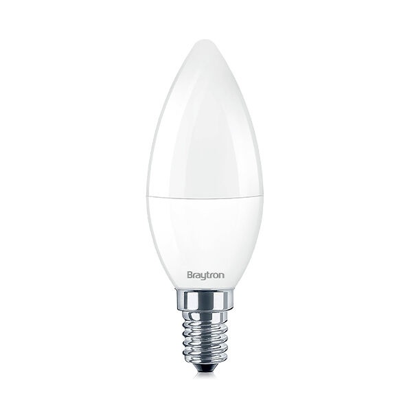 Bec LED lumanare 5W(35W) Braytron, dulie E14, forma C37, 450lm, lumina neutra(4000 K), clasa energetica F