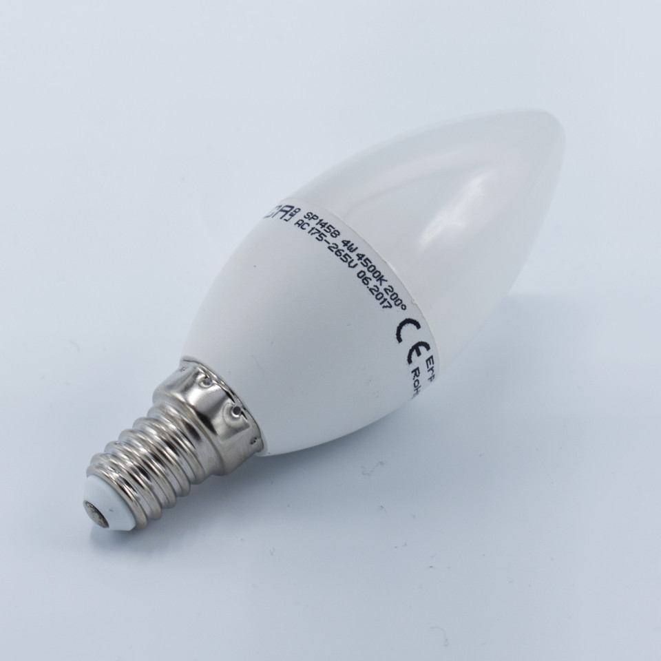 Bec LED lumanare Optonica, 4W(24W), E14, 320 lm, lumina naturala (4500K), clasa energetica G - 3 | YEO