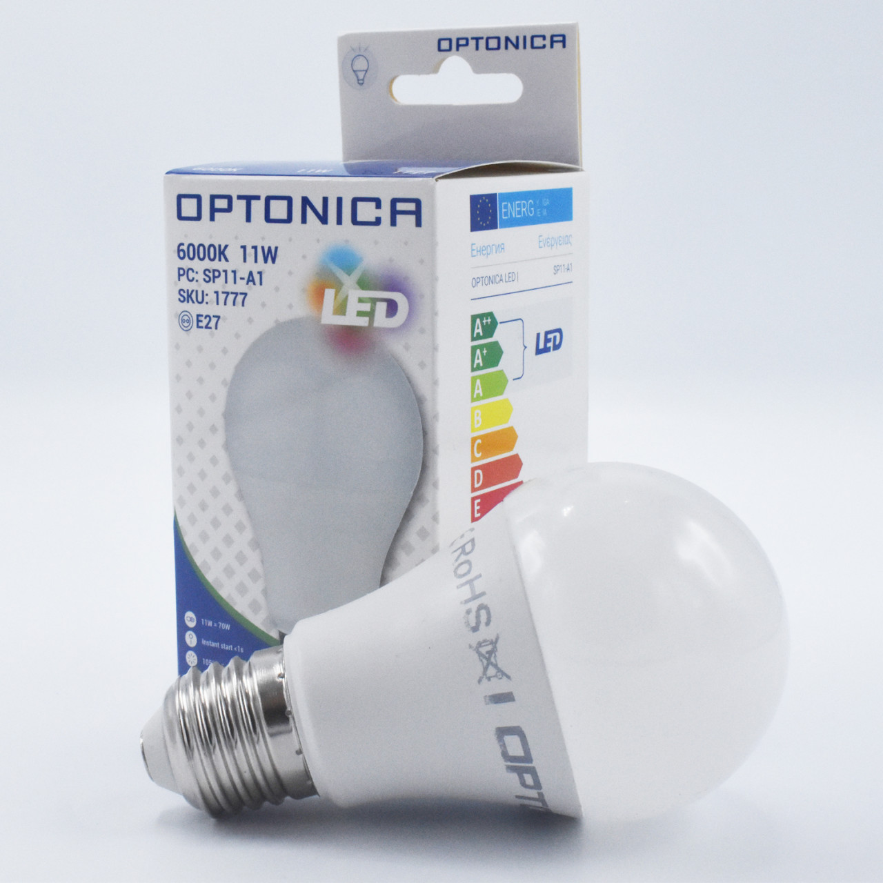Bec LED opal Optonica, 11W(70W), E27, 1055 lm, lumina rece (6000K), clasa energetica F - 1 | YEO
