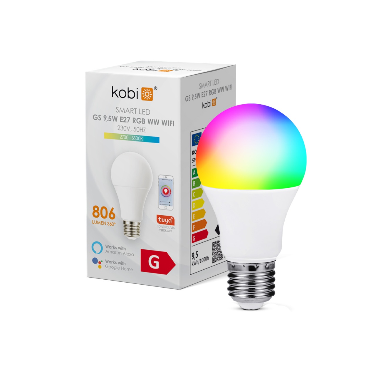 Bec LED Smart GS 9.5W, 2700-6500K, RGB WW WiFi 2.4 GHz - 2 | YEO