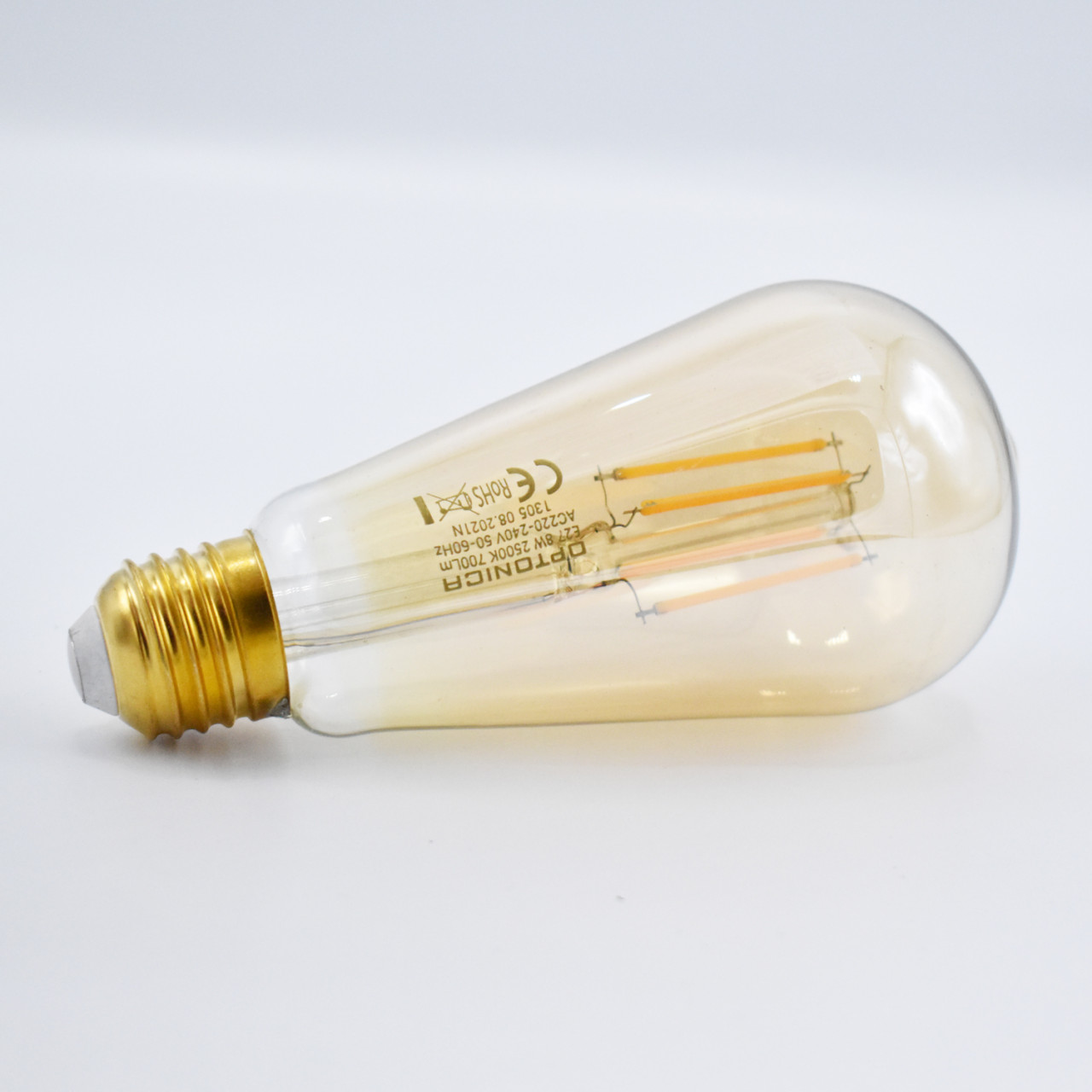 Bec LED Vintage filament, avocado 8W(55W) Optonica, E27, 700 lm, lumina calda (2800K), auriu, clasa energetica F - 3 | YEO