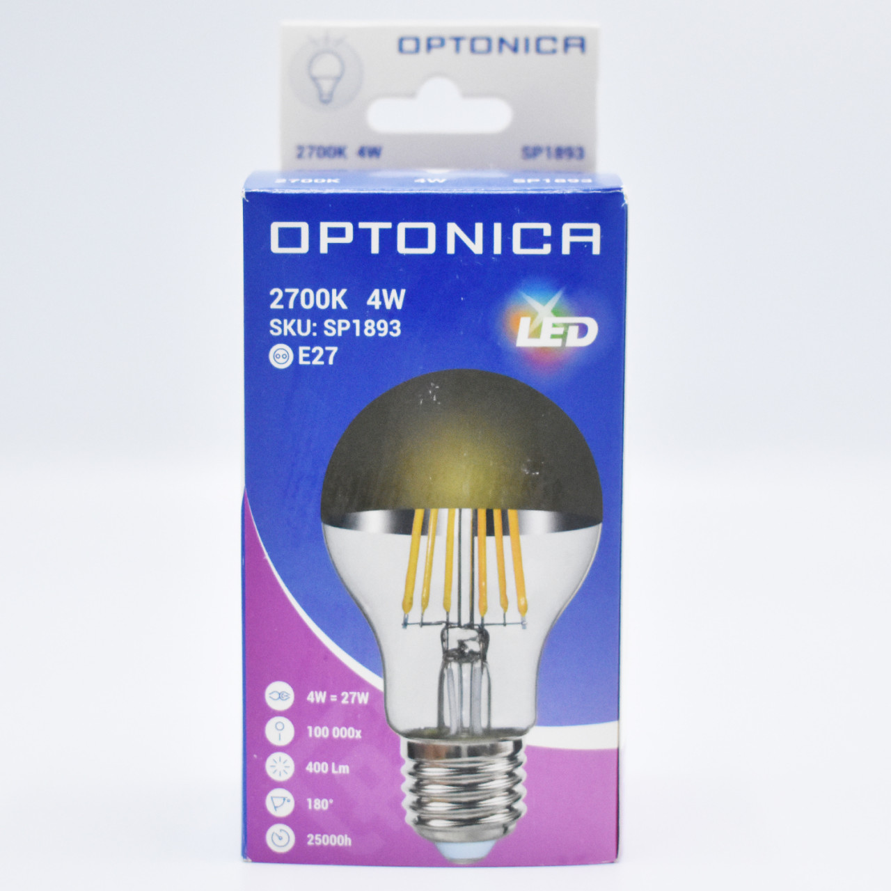 Bec LED Vintage filament Optonica, 4W(27W), E27, A60, 400 lm, lumina calda (2700K), finisaj auriu, clasa energetica F - 2 | YEO