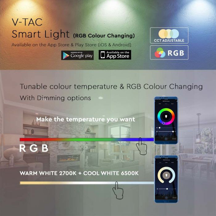 Bec Smart LED 14W V-TAC, RGB+CCT(2700-6500K), dulie E27, compatibil Alexa/Google - 3 | YEO