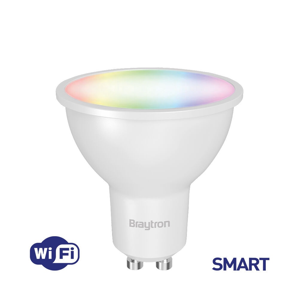 Bec Smart LED 5W(50W) Braytron, GU10, RGBW, Wi-Fi, 400 lm, clasa energetica F