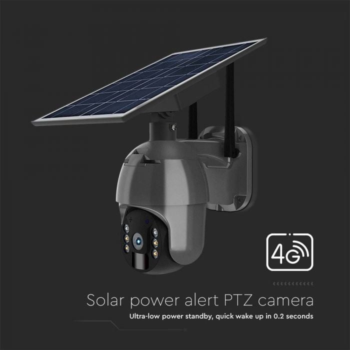 Camera HD Smart PTZ cu Panou Solar și Senzor Corp Negru, 360 Grade, IP65, Vedere Nocturna V-TAC - 2 | YEO