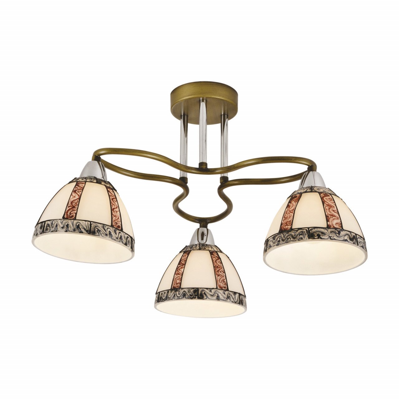 Candelabru Echo 3, 3 becuri, dulie E27, bronz+crom, Klausen