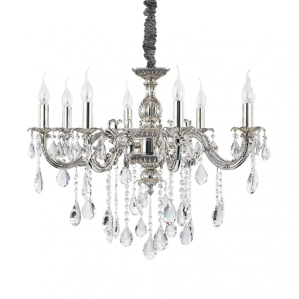 Candelabru Impero 014395, 8xE14, crom+transparent, IP20, Ideal Lux