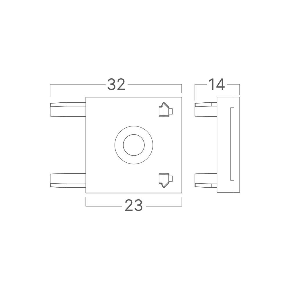 Conector colt interior vertical pentru sina magnetica S20B-SR02, negru, Braytron
