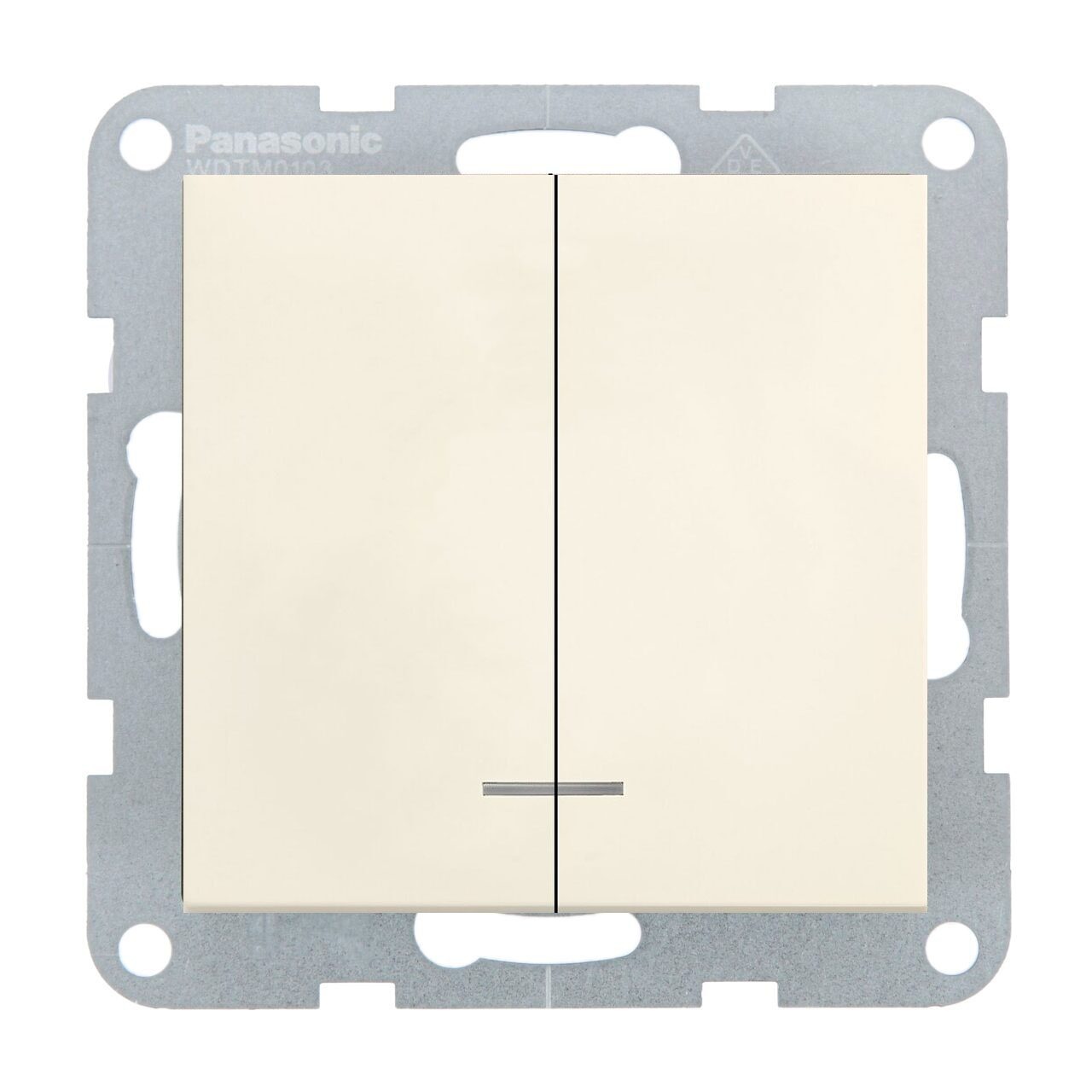 Intrerupator dublu cu led 10A, IP20, Bej, Panasonic Karre Plus 55