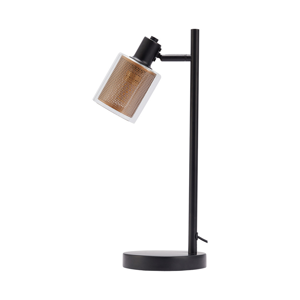 Lampa de birou BR-BV01-00084, cu intrerupator, 1xE14, neagra+cupru, IP20, Braytron - 1 | YEO