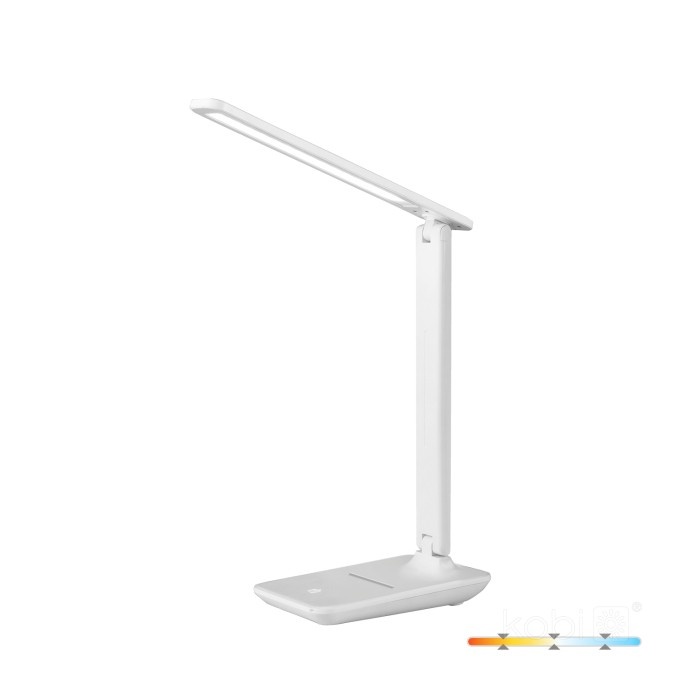 Lampa de birou LED NOBLITE N, 7W, lumina calda/neutra/rece, suport telefon, dimabila, alba, Kobi