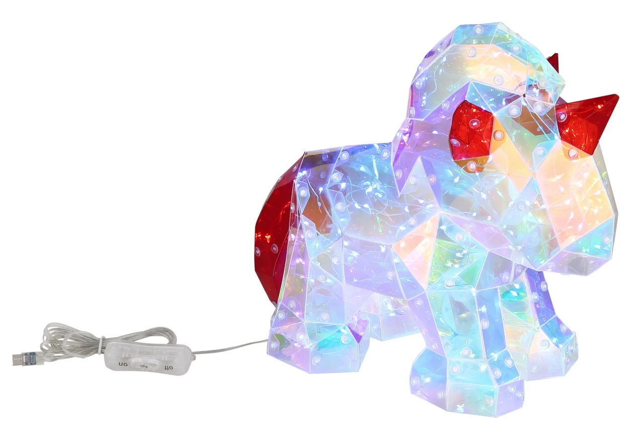 Lampa de veghe LED forma de unicorn 3W, lumina rece (6000K), IP20, USB, transparent/rosu - imagine 6