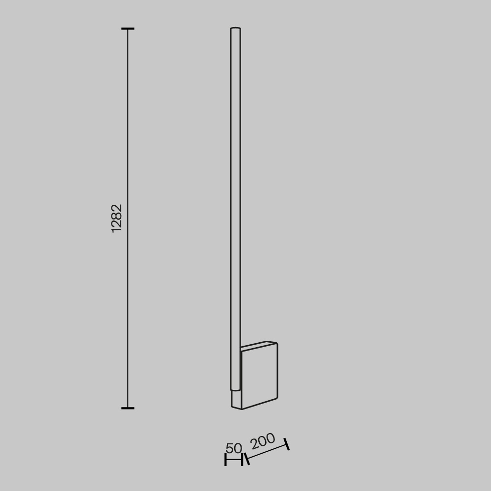 Lampadar LED Solid MOD277FL-L24GR3K, cu intrerupator, 24W, 2350lm, lumina calda, IP20, gri, Maytoni