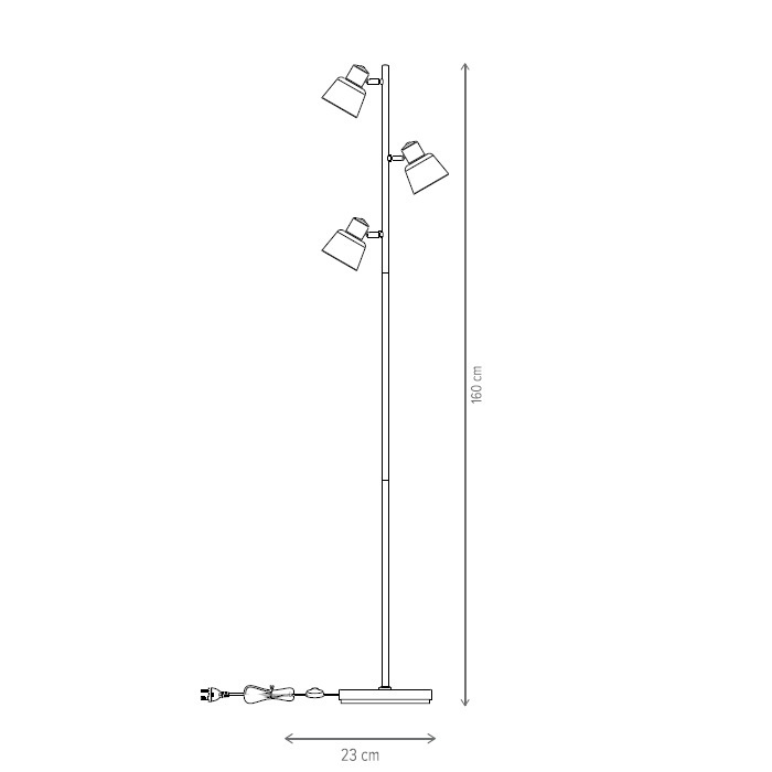 Lampadar Smoky PT3 cu Intrerupator, 3xE14, Negru + Alama, IP20, Klausen - 3 | YEO