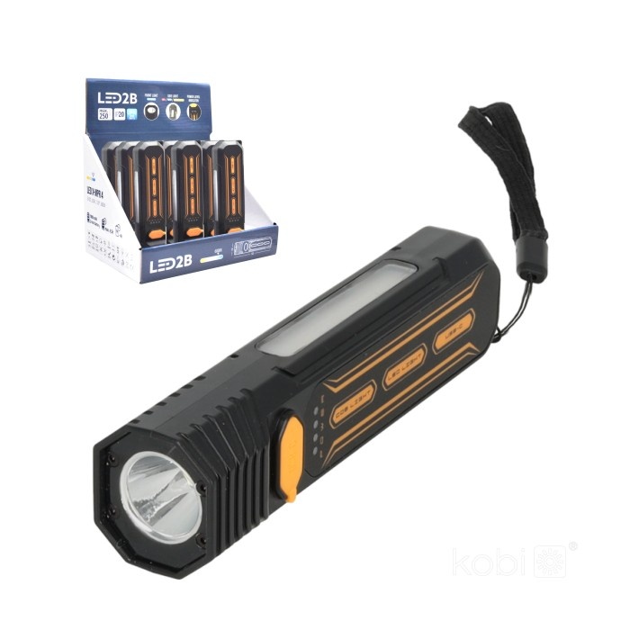 Lanterna LED X-MPR 4, lumina rece (6000 K), lumina dubla, afisaj baterie, neagra, Kobi