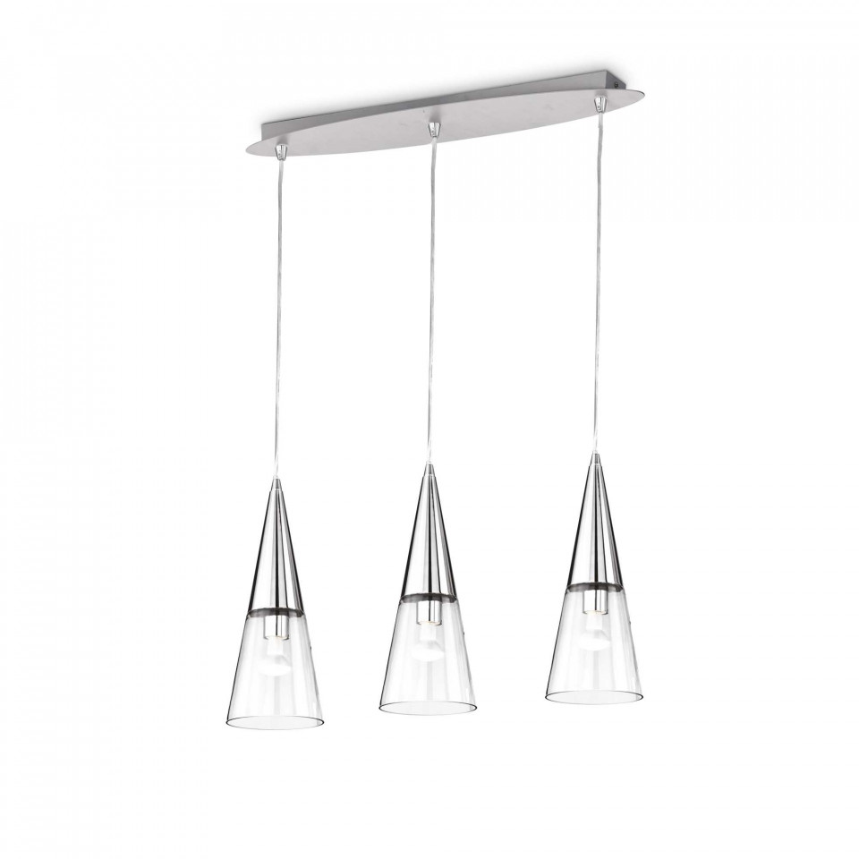 Lustra Cono 112367, 3xE14, crom+transparenta, IP20, Ideal Lux