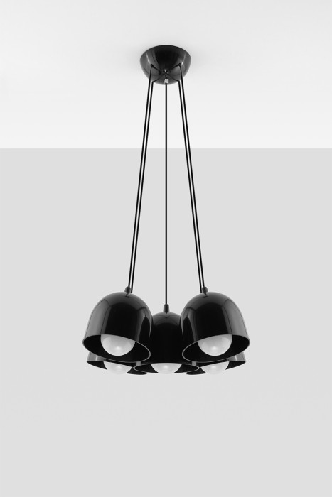 Lustra interior Freddy 5xE27, IP20, neagra, Kobi