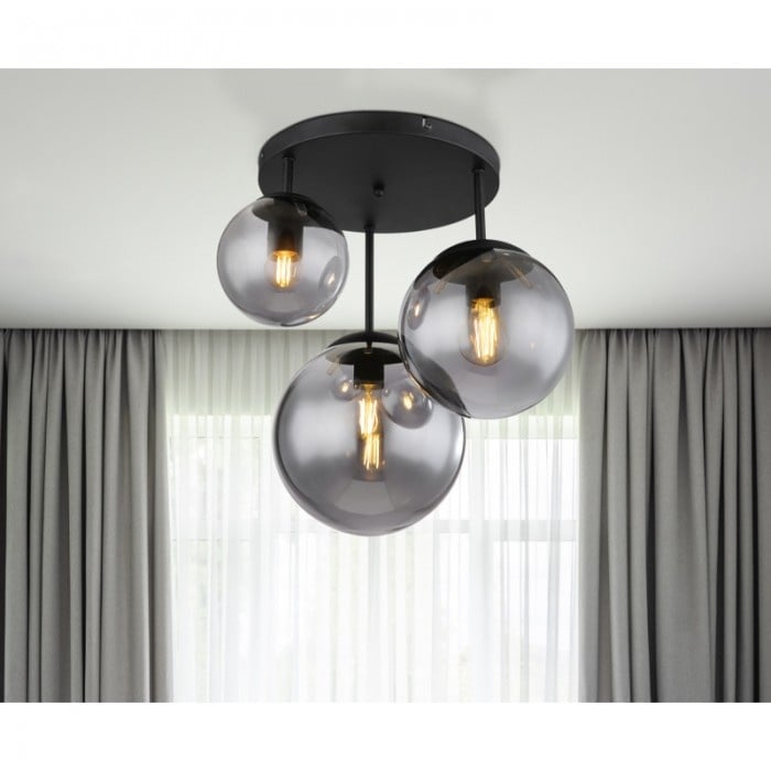 Lustra Joel 1581-3DRS, 3xE27, IP20, negru+gri, Globo Lighting - 1 | YEO