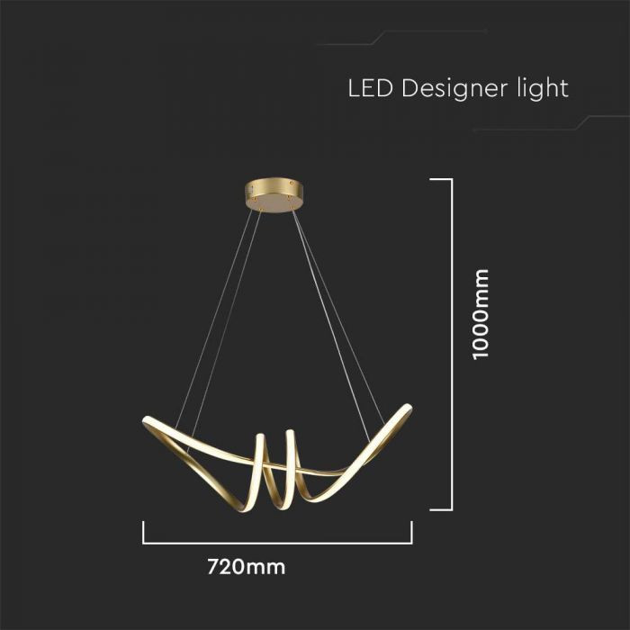 Lustra LED 8011-VT, 24W, 3240lm, lumina calda, IP20, aurie, V-Tac - 3 | YEO