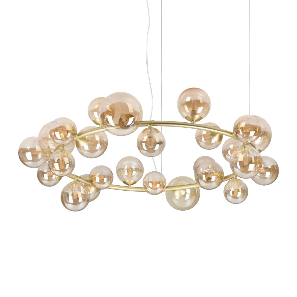 Lustra Perlage, 25xG9, IP20, ambra, Ideal Lux