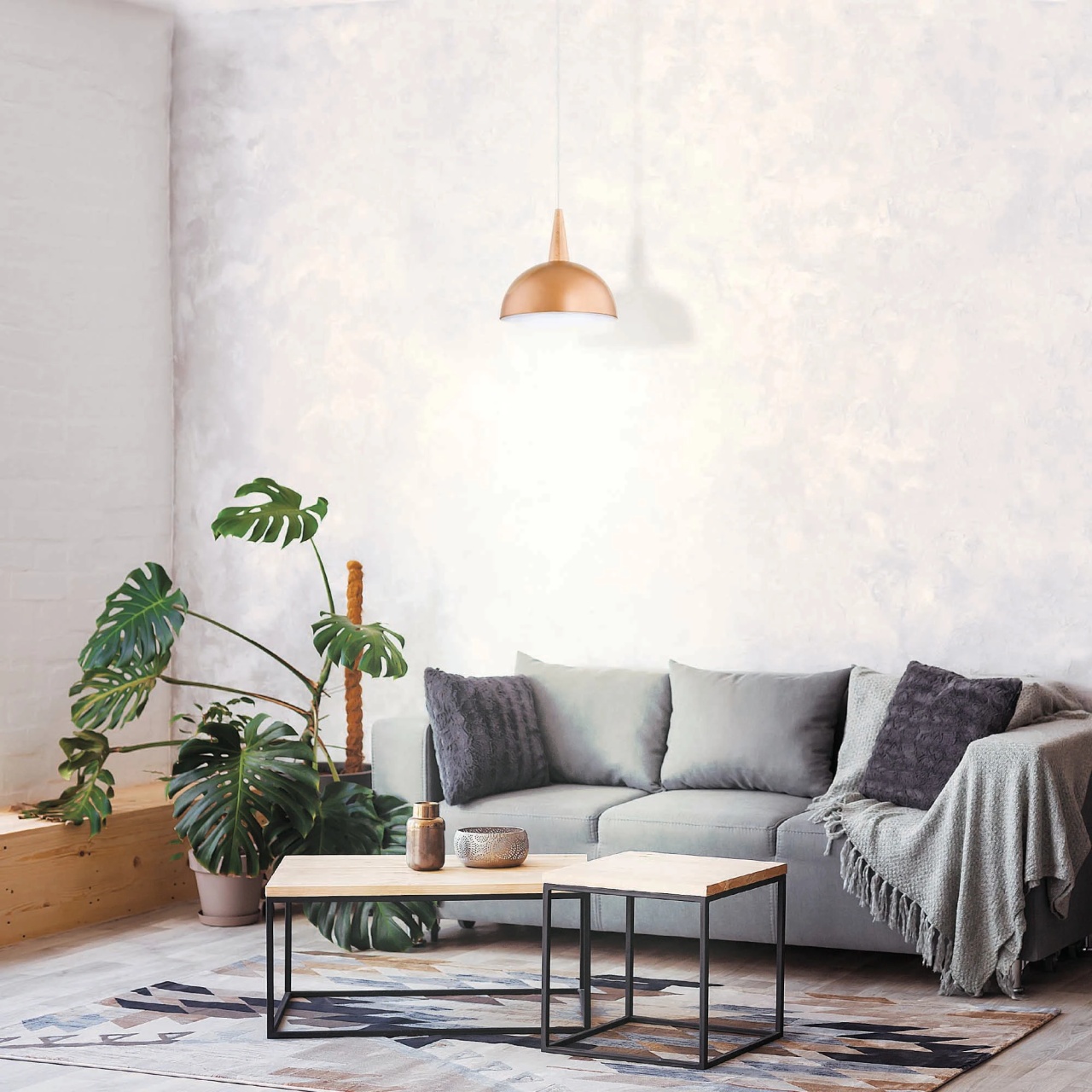 Pendul Maya KL111109, 1xE27, natur si cupru, design modern, IP20 - imagine 3