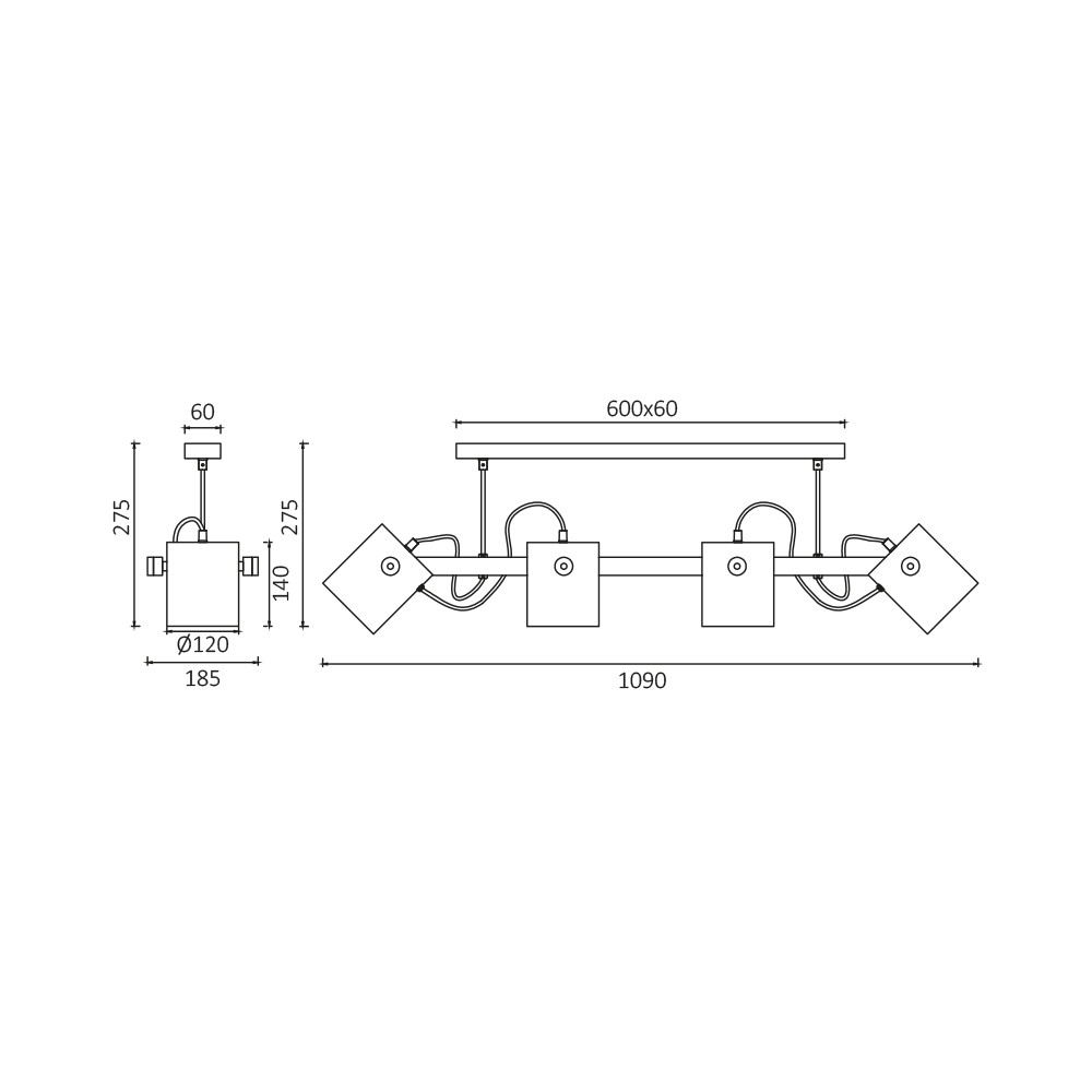 Plafoniera BR-BV02-00012, 4xE27, neagra+naturala, IP20, Braytron