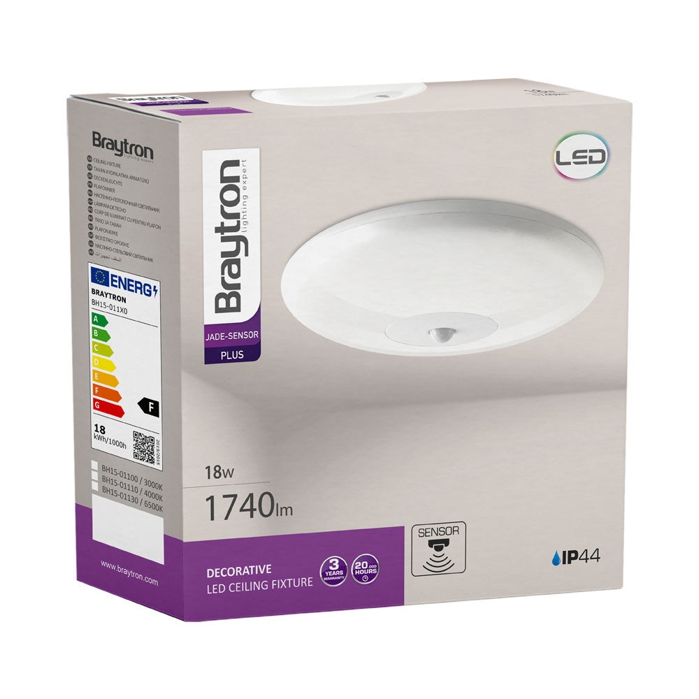 Plafoniera LED cu senzor de miscare Jade 18W, lumina neutra (4000 K), IP44, Braytron - imagine 6