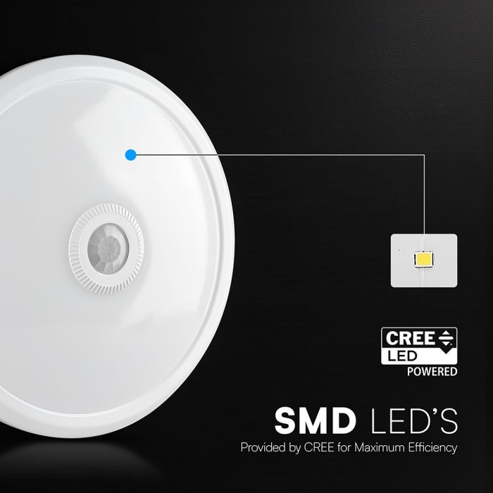 Plafoniera LED cu senzor de miscare PIR CREE VT-13, 12W, 4000K, 1000 lm, IP20, alba, V-TAC - imagine 5