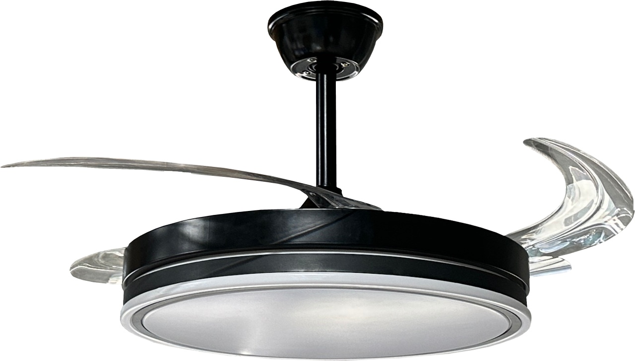 Plafoniera LED cu ventilator Optonica, 36W, lumina calda/neutra/rece 3000-6000K, telecomanda, neagra, IP20