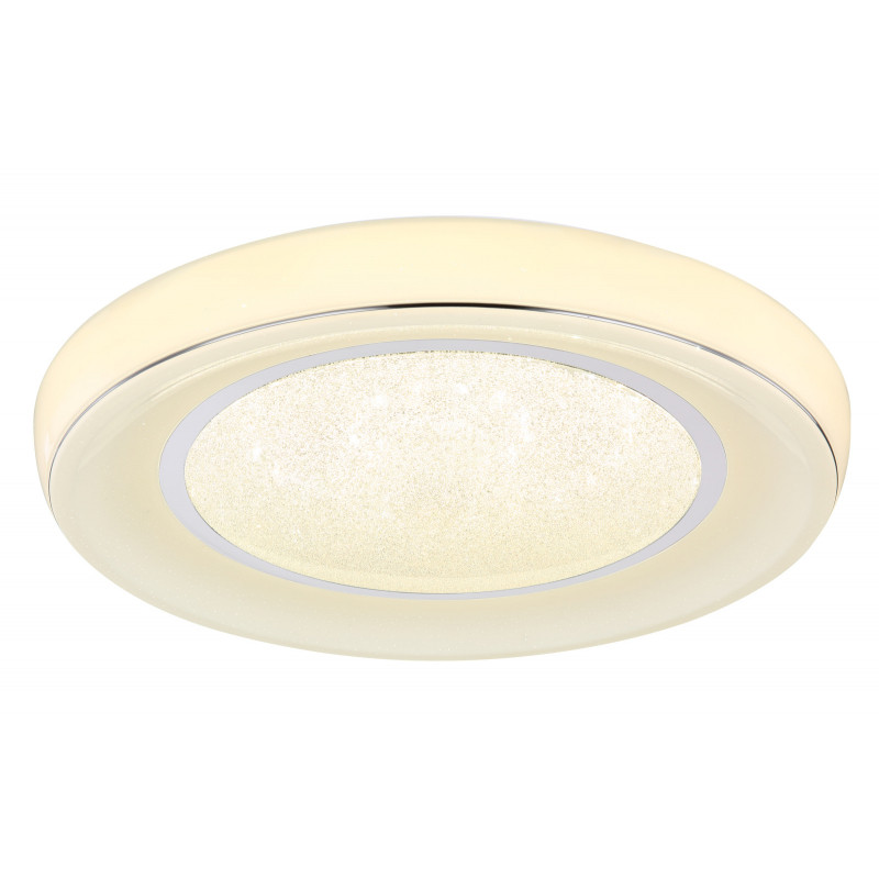 Plafoniera LED Mickey 483110-30, cu telecomandă, 30W, 1950lm, lumina calda+neutra+rece, IP20, alba+crom, Globo Lighting