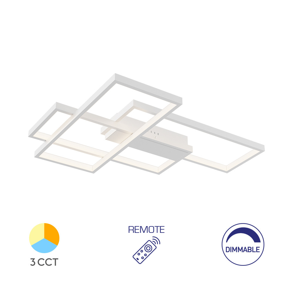 Plafoniera LED Nela BR-BH17-04590, cu telecomanda, 65W, 7150lm, lumina calda+neutra+rece, IP20, alba, Braytron