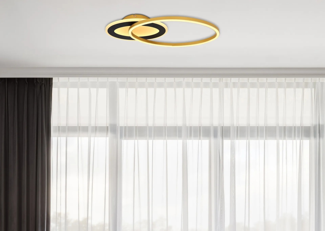 Plafoniera LED Silla I, 24W, 1140lm, lumina calda (3000K), IP20, negru/auriu/opal, Globo Lighting