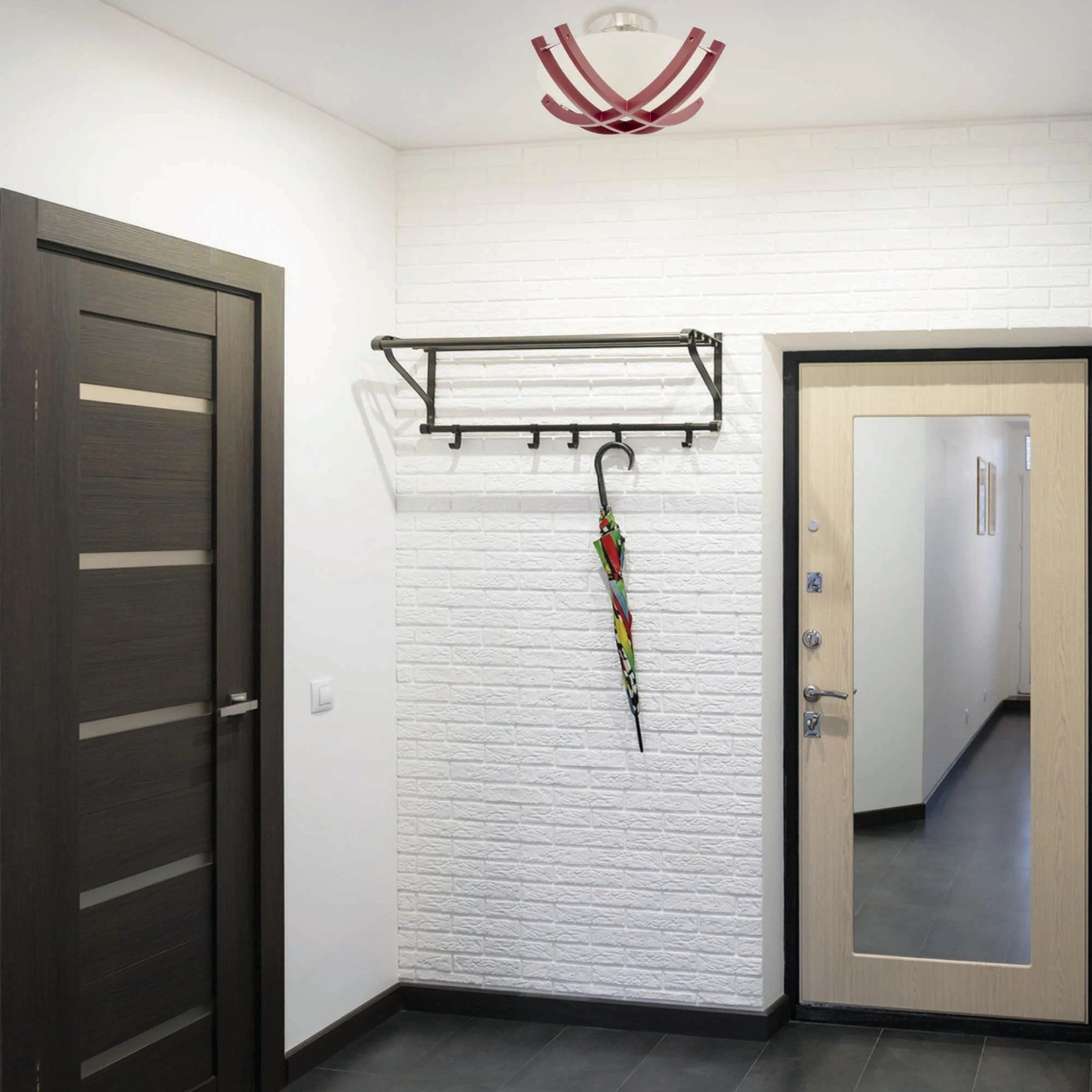 Plafoniera Nawar KL9100, 2xE27, wenge, alb si crom, design clasic, IP20 - imagine 2