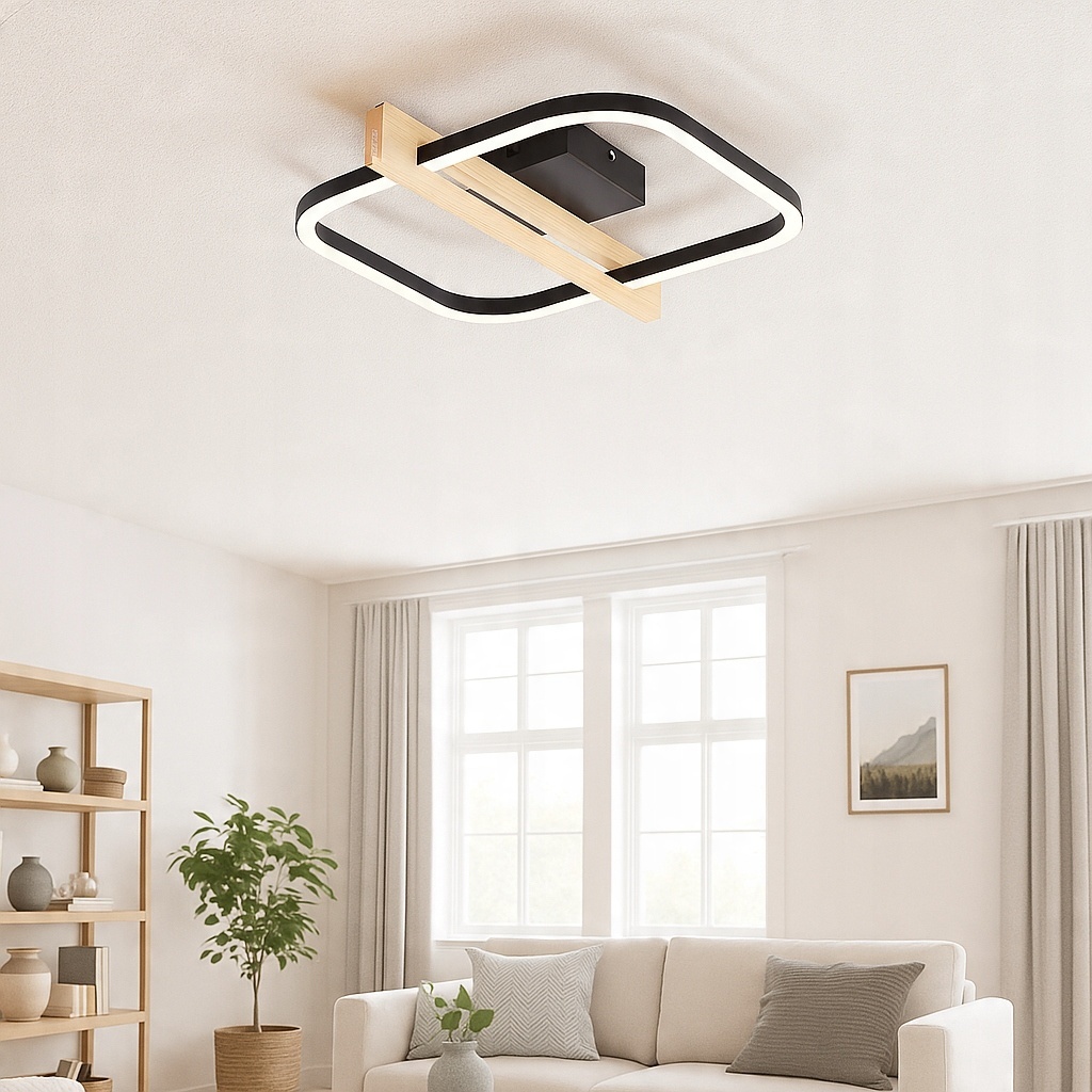 Plafoniera Privio, 16W, lumina neutra (4000 K), 1500lm, 42x33cm, neagra/alba, Masterled - 2 | YEO