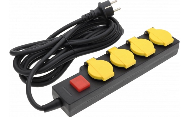 Prelungitor Optonica, 4 prize Schuko, 5m, IP44, 3500W, intrerupator, protectie copii