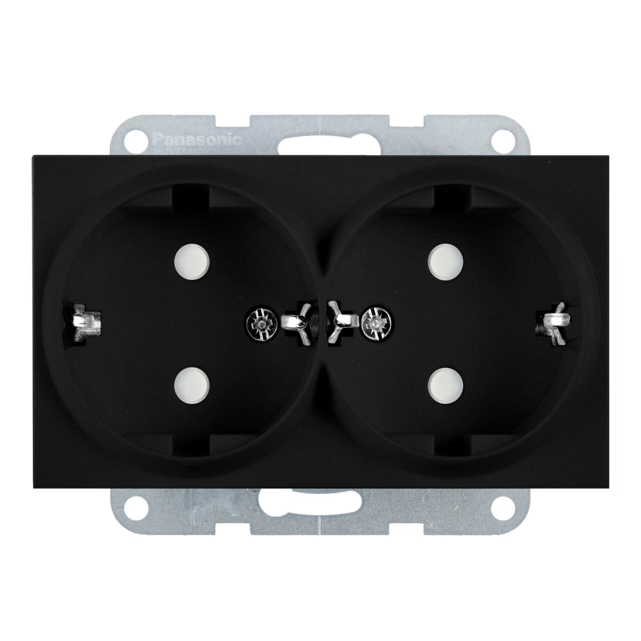 Priza dubla cu impamantare, protectie copii, 16A, IP20, Negru, Panasonic Karre Plus 55