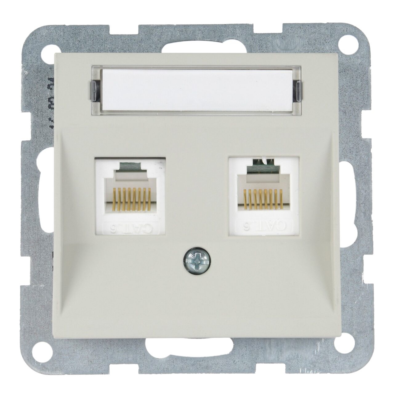 Priza dubla internet cat 6, IP20, Sandstone, Panasonic Karre Plus 55 Soft Touch